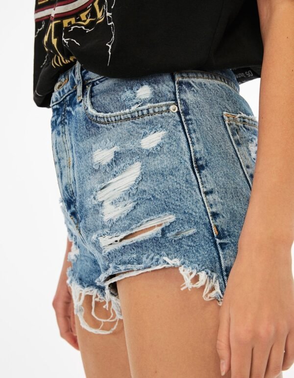 High Waist Denim Shorts - Image 4